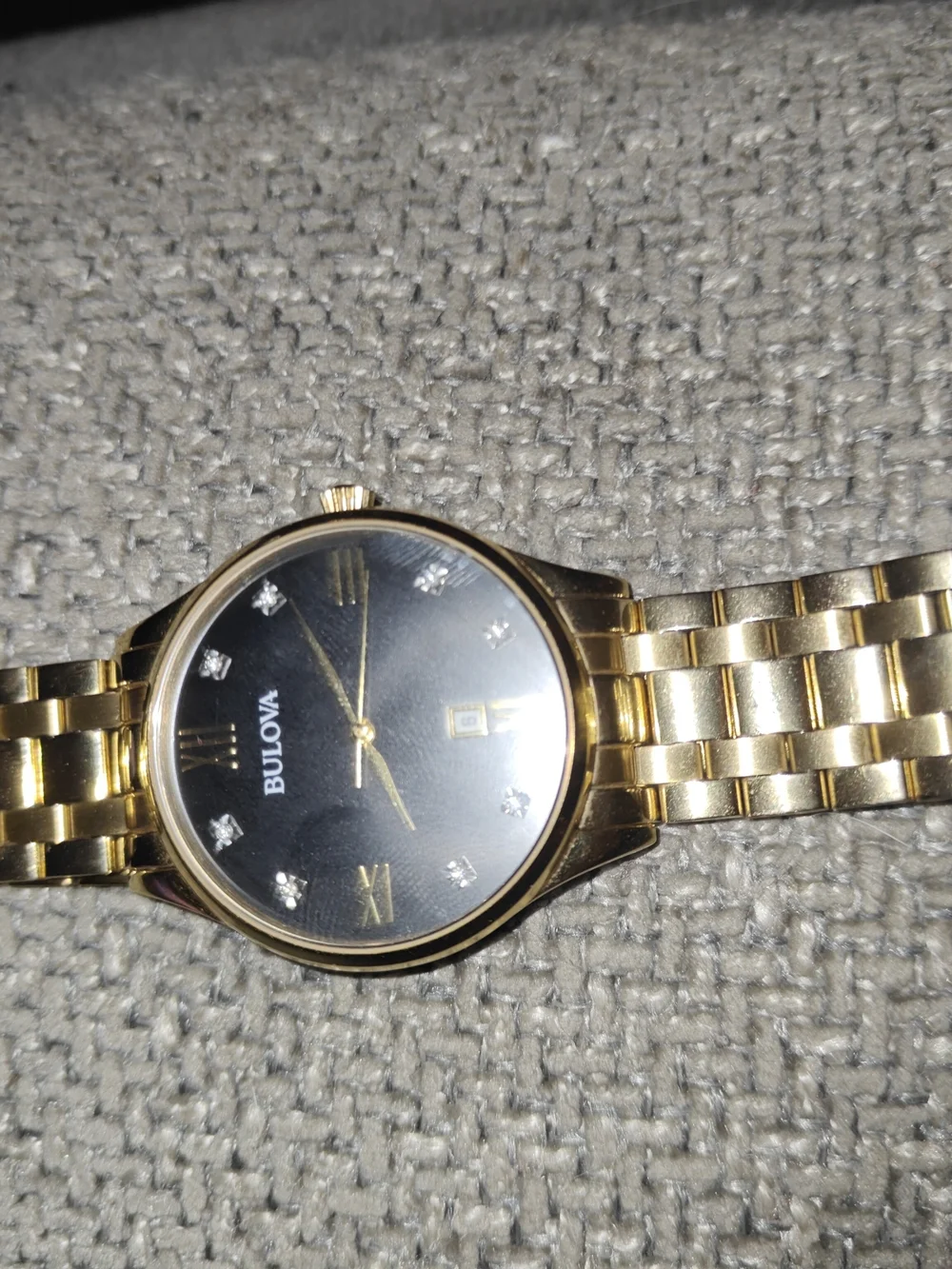 Bulova Gold-Tone Men's Watch with Genuine Crystal Inlays
